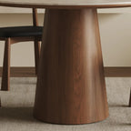 Modern Round Stone Top Pedestal Dining Table