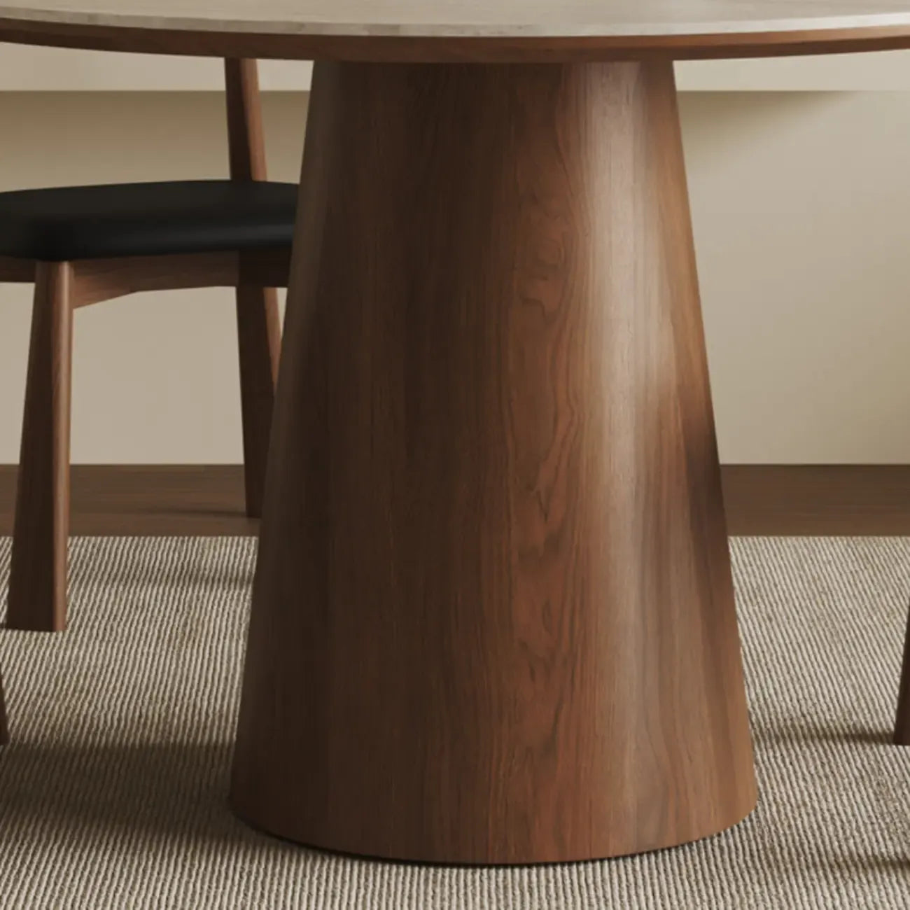 Modern Round Stone Top Pedestal Dining Table