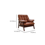 Brown Upholstered Genuine Leather Living Room Accent Chair