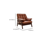 Brown Upholstered Genuine Leather Living Room Accent Chair
