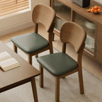 Black Wood Vintage-Style Upholstered Dining Chair with Cozy Seat