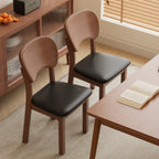 Black Wood Vintage-Style Upholstered Dining Chair with Cozy Seat