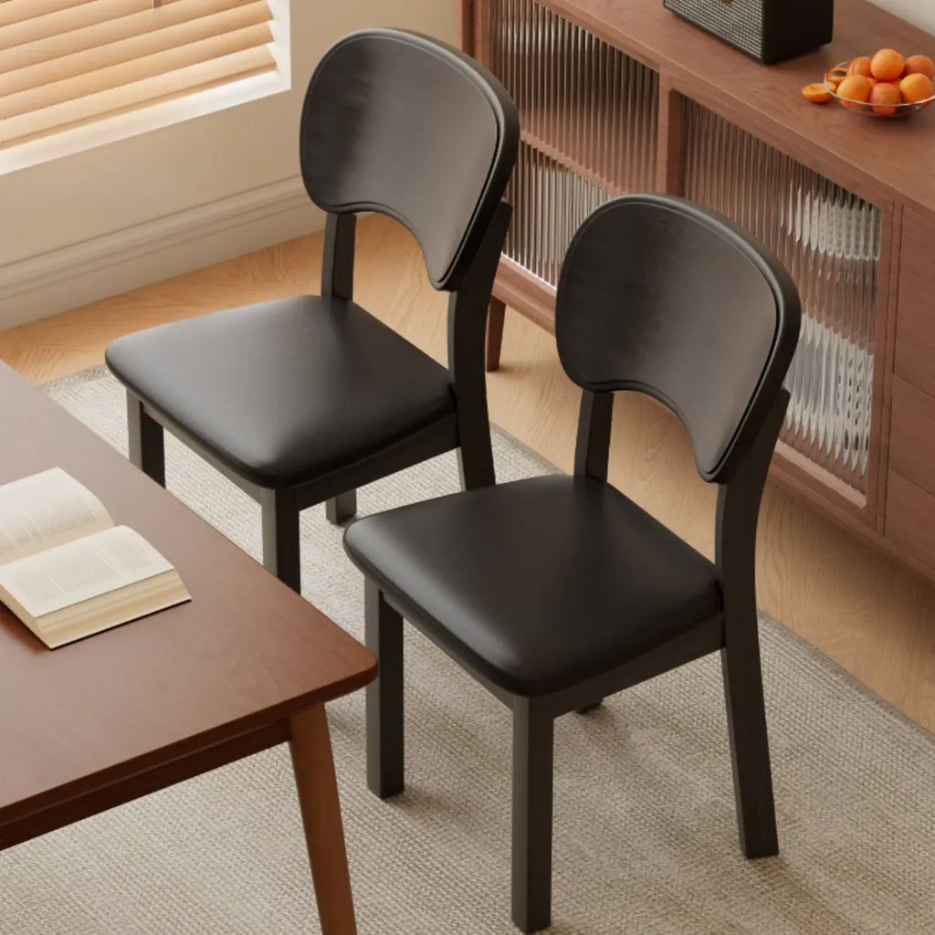 Black Wood Vintage-Style Upholstered Dining Chair with Cozy Seat