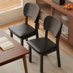 Black Wood Vintage-Style Upholstered Dining Chair with Cozy Seat