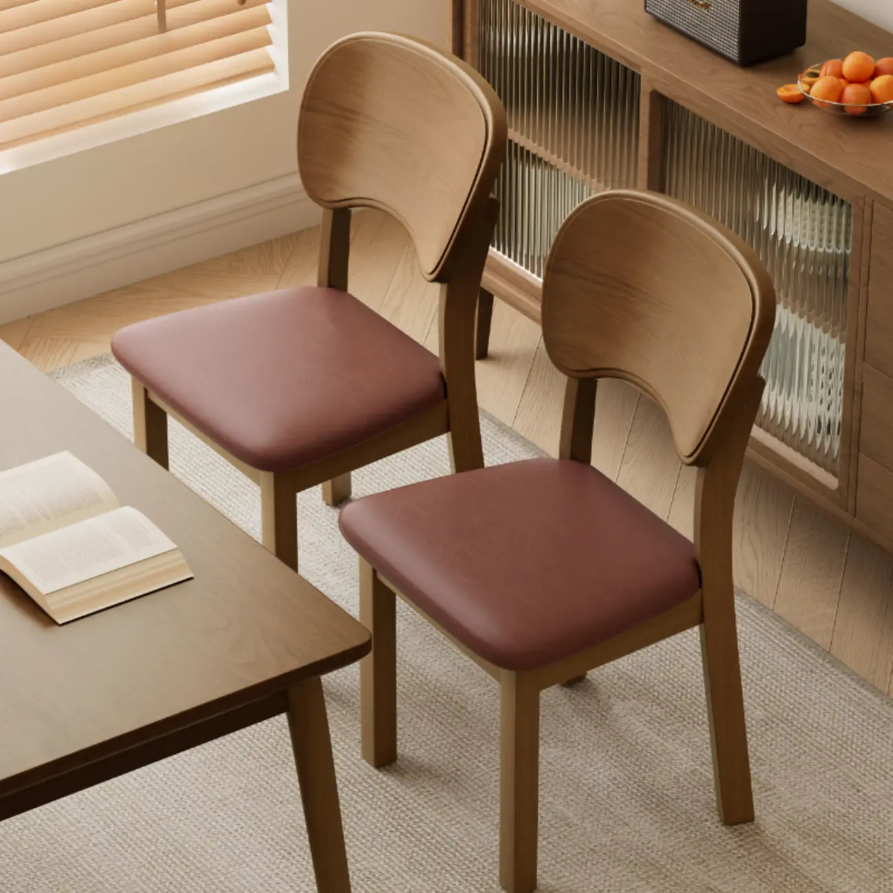 Black Wood Vintage-Style Upholstered Dining Chair with Cozy Seat