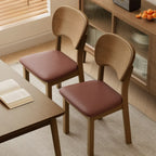 Black Wood Vintage-Style Upholstered Dining Chair with Cozy Seat