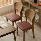 Black Wood Vintage-Style Upholstered Dining Chair with Cozy Seat