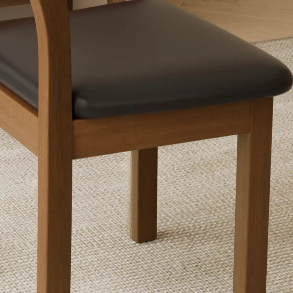 Black Wood Vintage-Style Upholstered Dining Chair with Cozy Seat