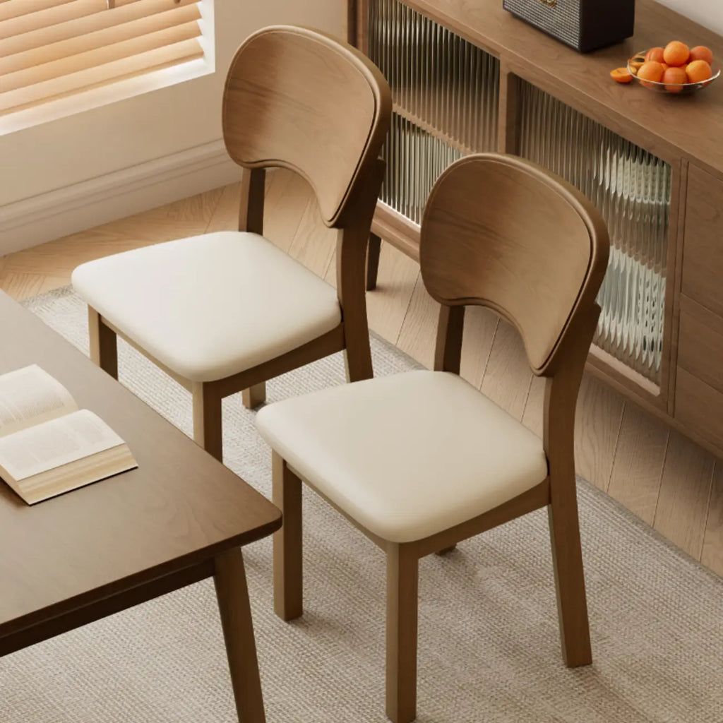 Black Wood Vintage-Style Upholstered Dining Chair with Cozy Seat