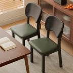 Black Wood Vintage-Style Upholstered Dining Chair with Cozy Seat