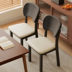 Black Wood Vintage-Style Upholstered Dining Chair with Cozy Seat