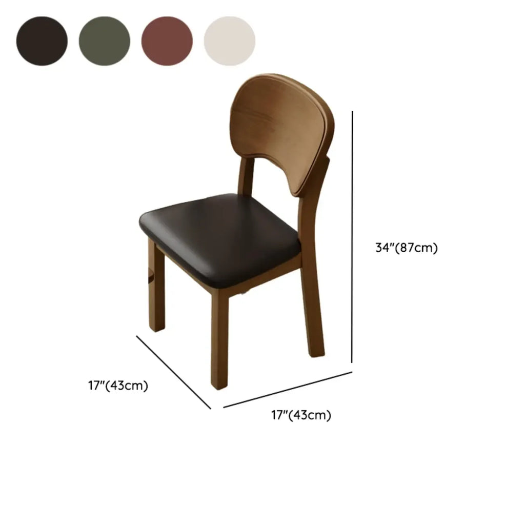 Black Wood Vintage-Style Upholstered Dining Chair with Cozy Seat