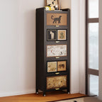 Elegant Black Wood Bookcase Close Back Storage Cabinet