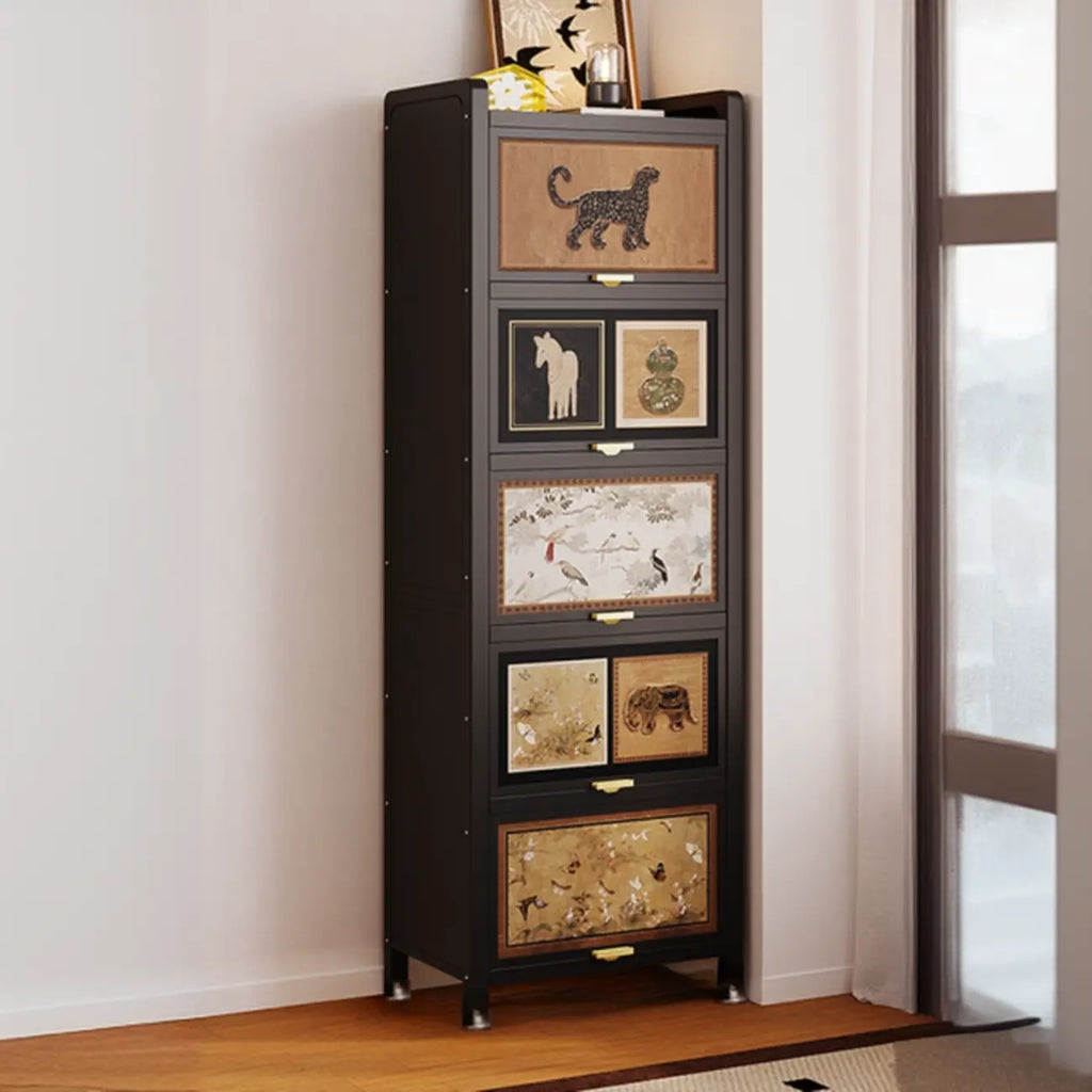 Elegant Black Wood Bookcase Close Back Storage Cabinet