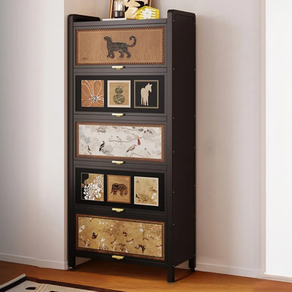 Elegant Black Wood Bookcase Close Back Storage Cabinet