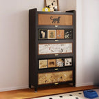 Elegant Black Wood Bookcase Close Back Storage Cabinet