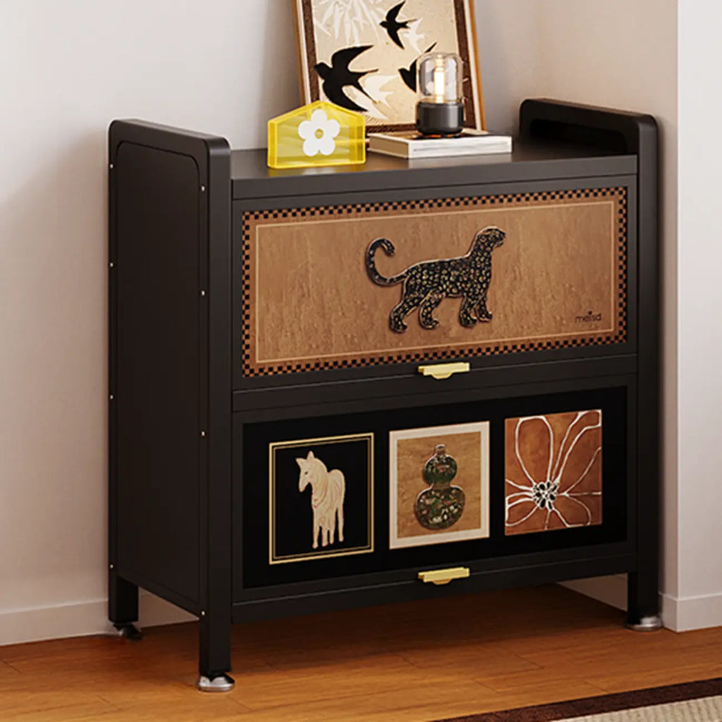 Elegant Black Wood Bookcase Close Back Storage Cabinet