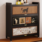 Elegant Black Wood Bookcase Close Back Storage Cabinet