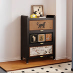 Elegant Black Wood Bookcase Close Back Storage Cabinet