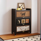 Elegant Black Wood Bookcase Close Back Storage Cabinet