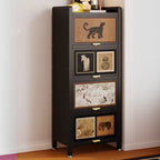Elegant Black Wood Bookcase Close Back Storage Cabinet
