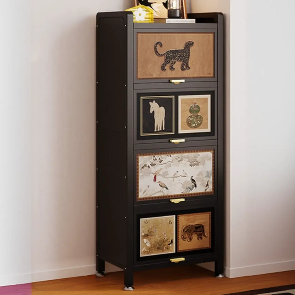 Elegant Black Wood Bookcase Close Back Storage Cabinet