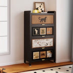 Elegant Black Wood Bookcase Close Back Storage Cabinet