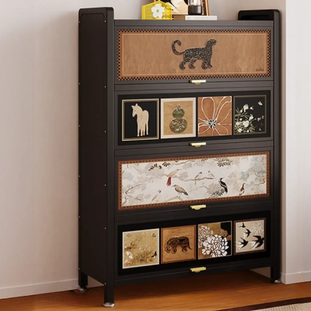 Elegant Black Wood Bookcase Close Back Storage Cabinet