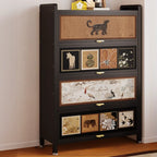 Elegant Black Wood Bookcase Close Back Storage Cabinet