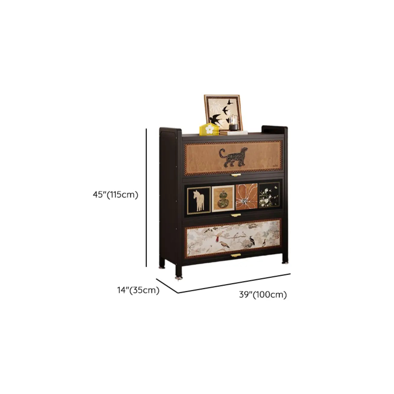 Elegant Black Wood Bookcase Close Back Storage Cabinet