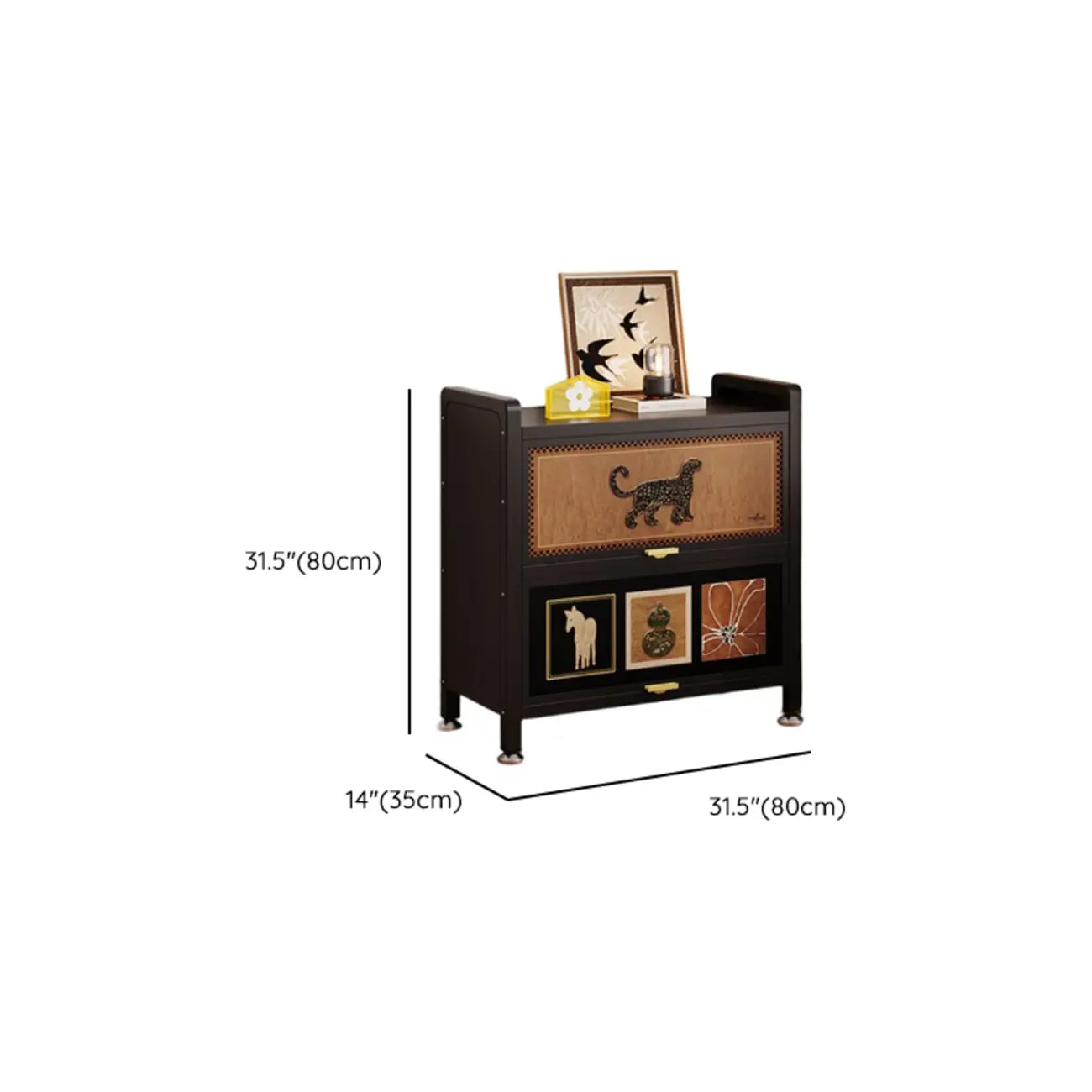 Elegant Black Wood Bookcase Close Back Storage Cabinet