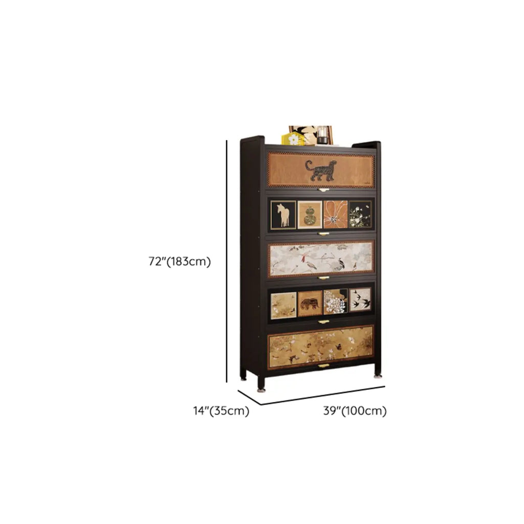 Elegant Black Wood Bookcase Close Back Storage Cabinet