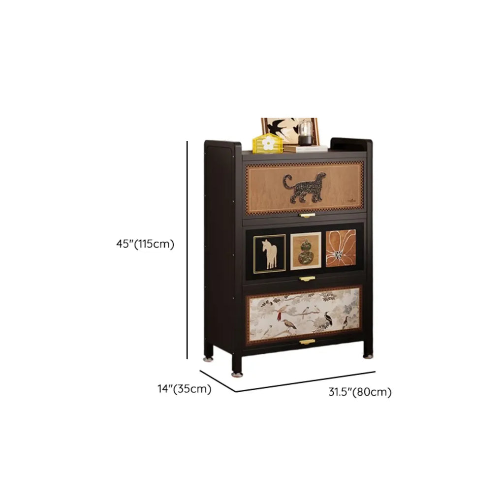 Elegant Black Wood Bookcase Close Back Storage Cabinet