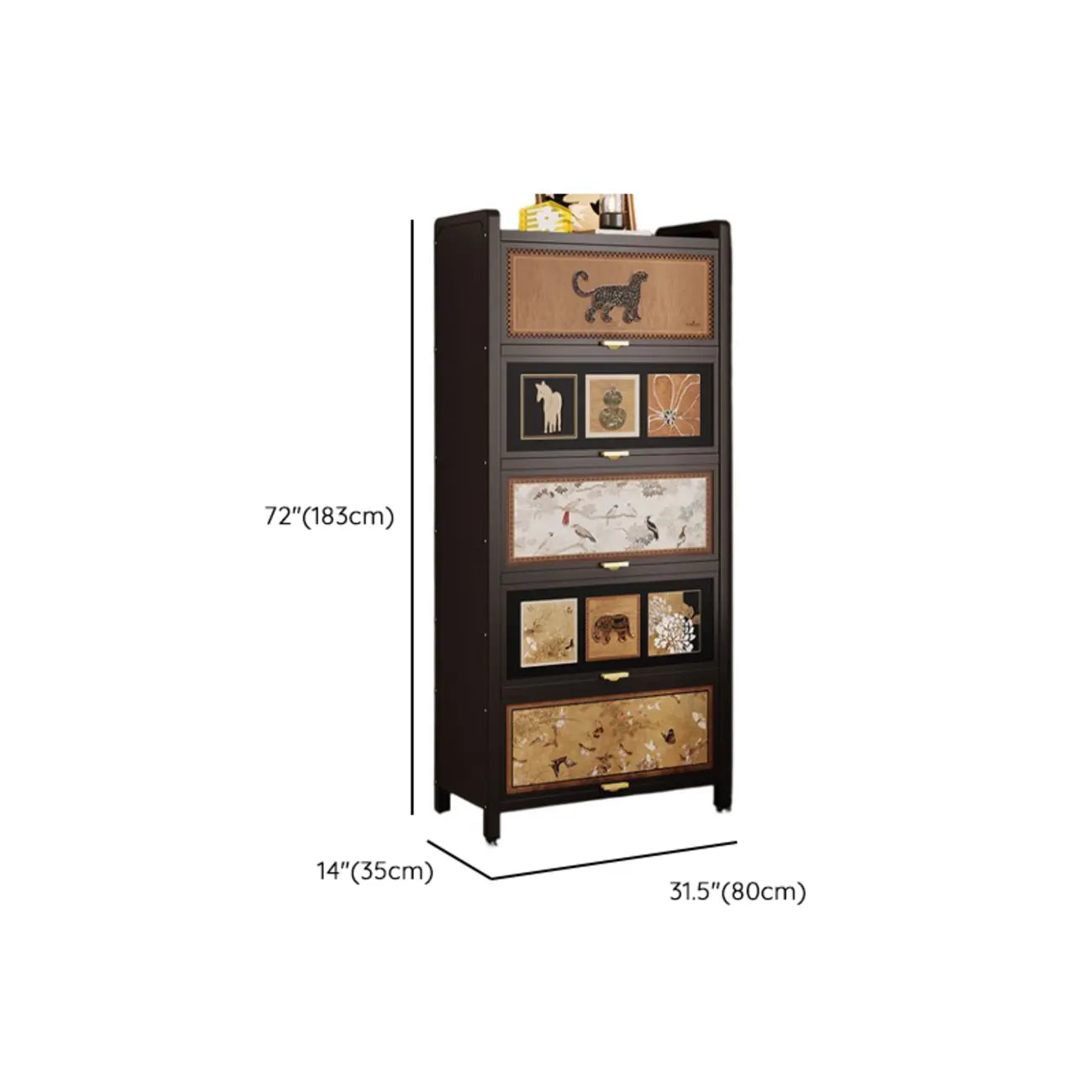 Elegant Black Wood Bookcase Close Back Storage Cabinet
