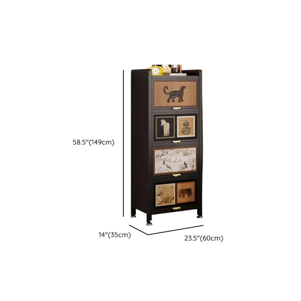 Elegant Black Wood Bookcase Close Back Storage Cabinet