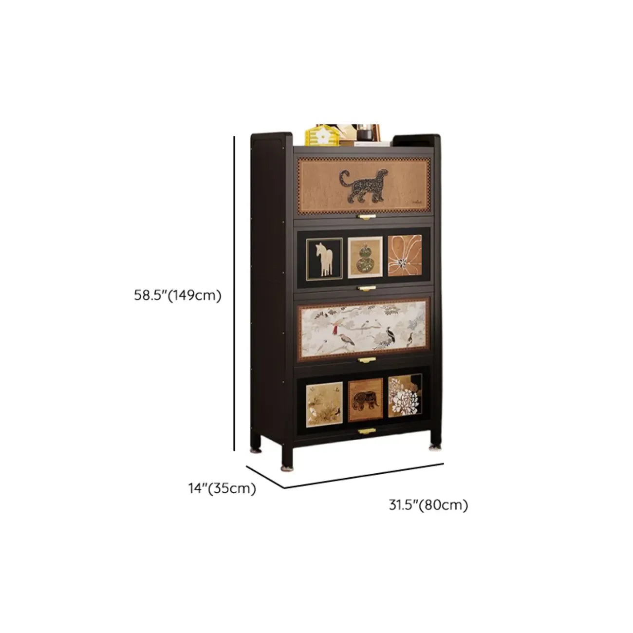 Elegant Black Wood Bookcase Close Back Storage Cabinet