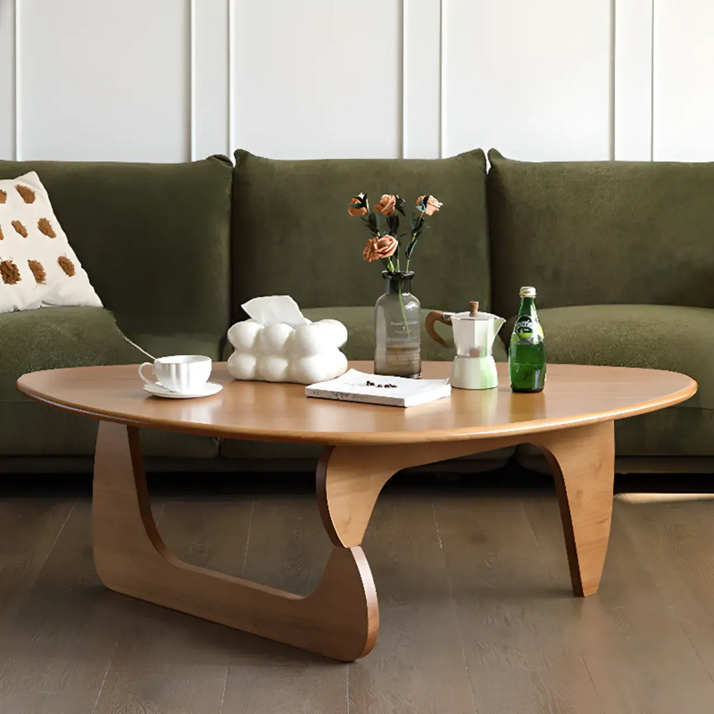 Modern Abstract Wood Triangular Coffee Table