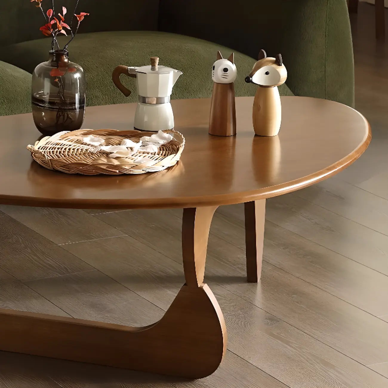 Modern Abstract Wood Triangular Coffee Table