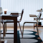 Retro Wooden Dining Chair with Armrests & Chrome Frame