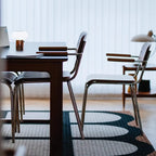 Retro Wooden Dining Chair with Armrests & Chrome Frame