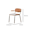 Retro Wooden Dining Chair with Armrests & Chrome Frame