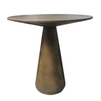 Brown Modern Round Tabletop Metal Pedestal Side Table