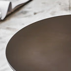Brown Modern Round Tabletop Metal Pedestal Side Table