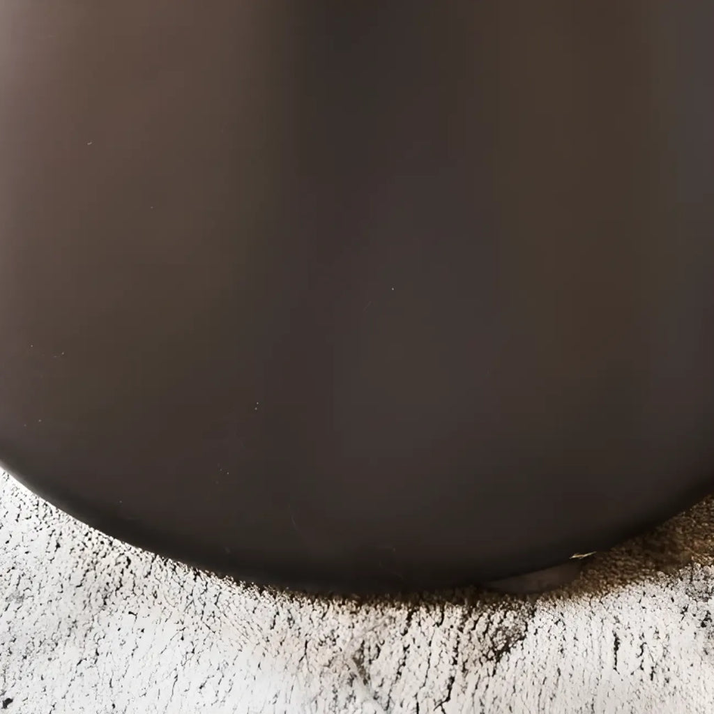 Brown Modern Round Tabletop Metal Pedestal Side Table