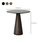 Brown Modern Round Tabletop Metal Pedestal Side Table