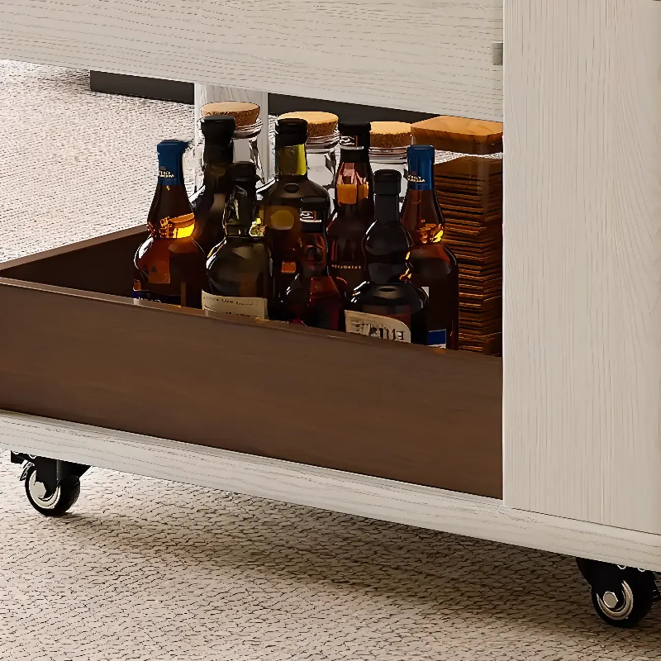 Multi-functional Wood Rolling Side Table Foldable Table Top