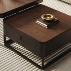 Modern Square Wood Stone Nesting Coffee Table
