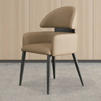 Brown Curved Back Anti-cat Scratch Leather Dining Chairs