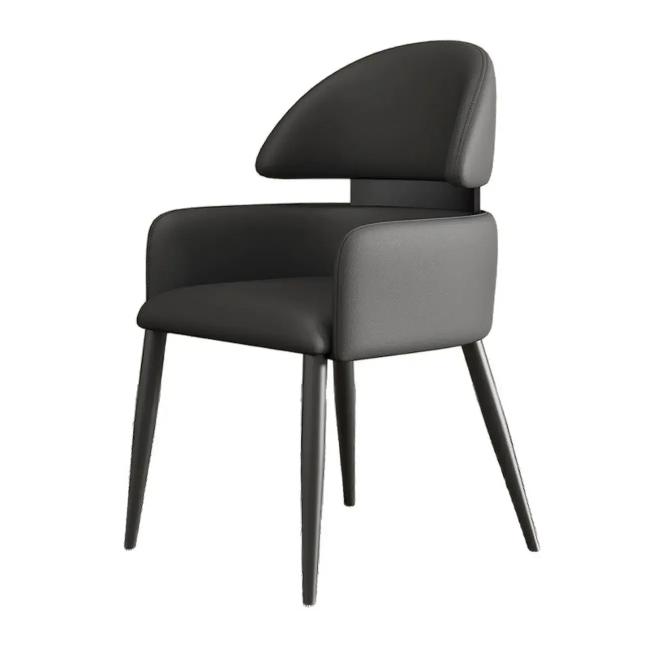 Brown Curved Back Anti-cat Scratch Leather Dining Chairs