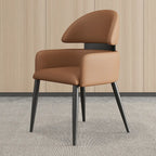 Brown Curved Back Anti-cat Scratch Leather Dining Chairs